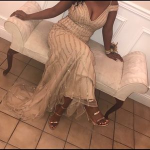 Prom/Formal Floor Length Gown in Nude/Gold